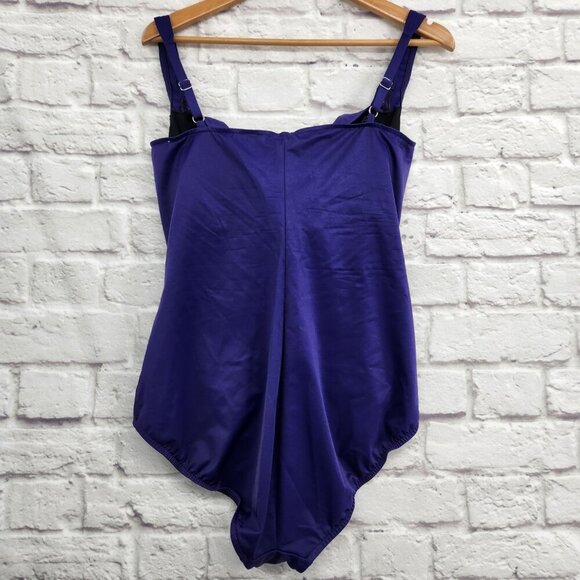 Trimshaper Chic Ruched Purple One Piece Swimsuit size 18 Shaper Sliming - Picture 6 of 12